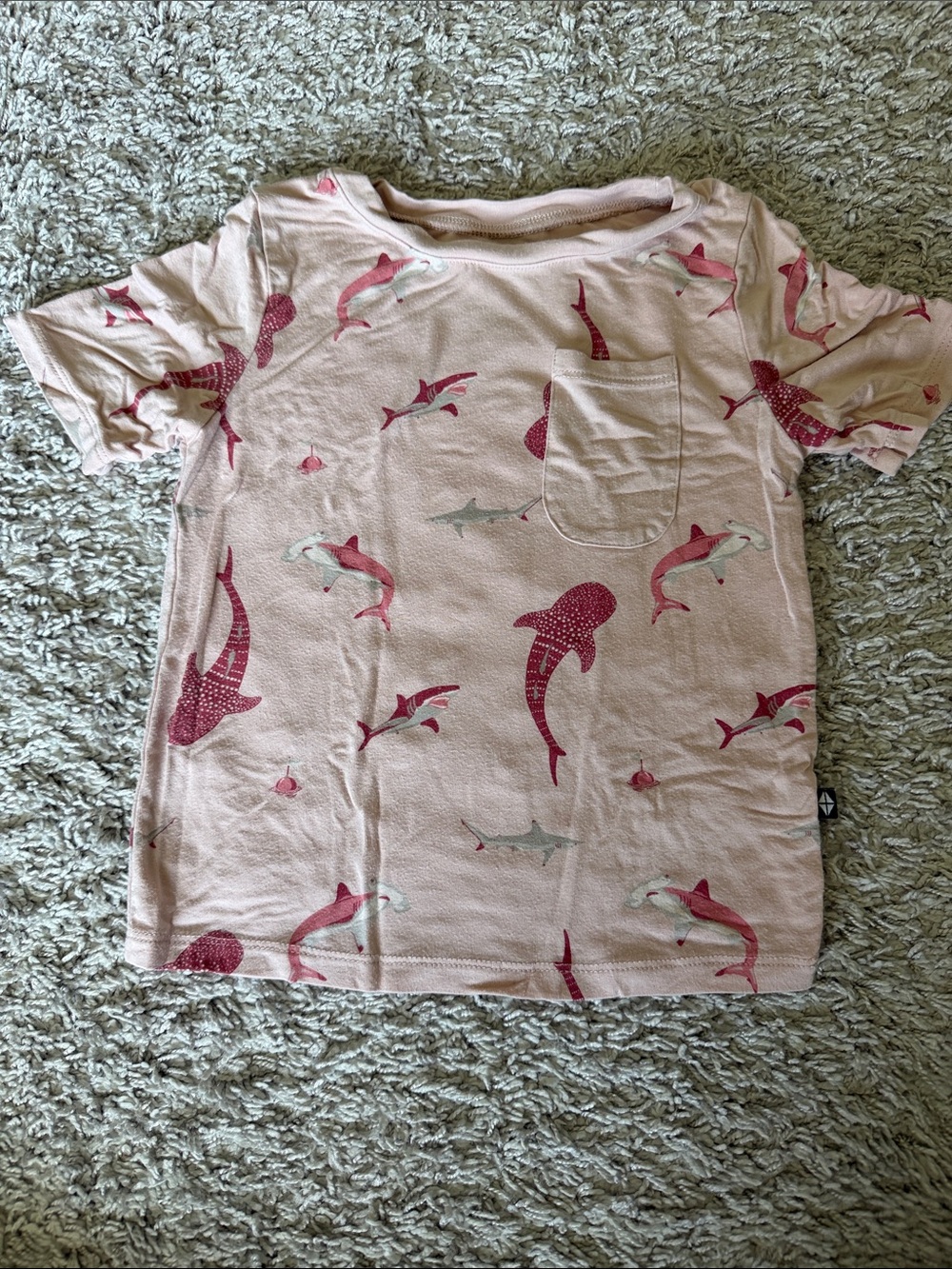 Kyte BABY Pale Pink Toddler Bamboo Tee with Shark print